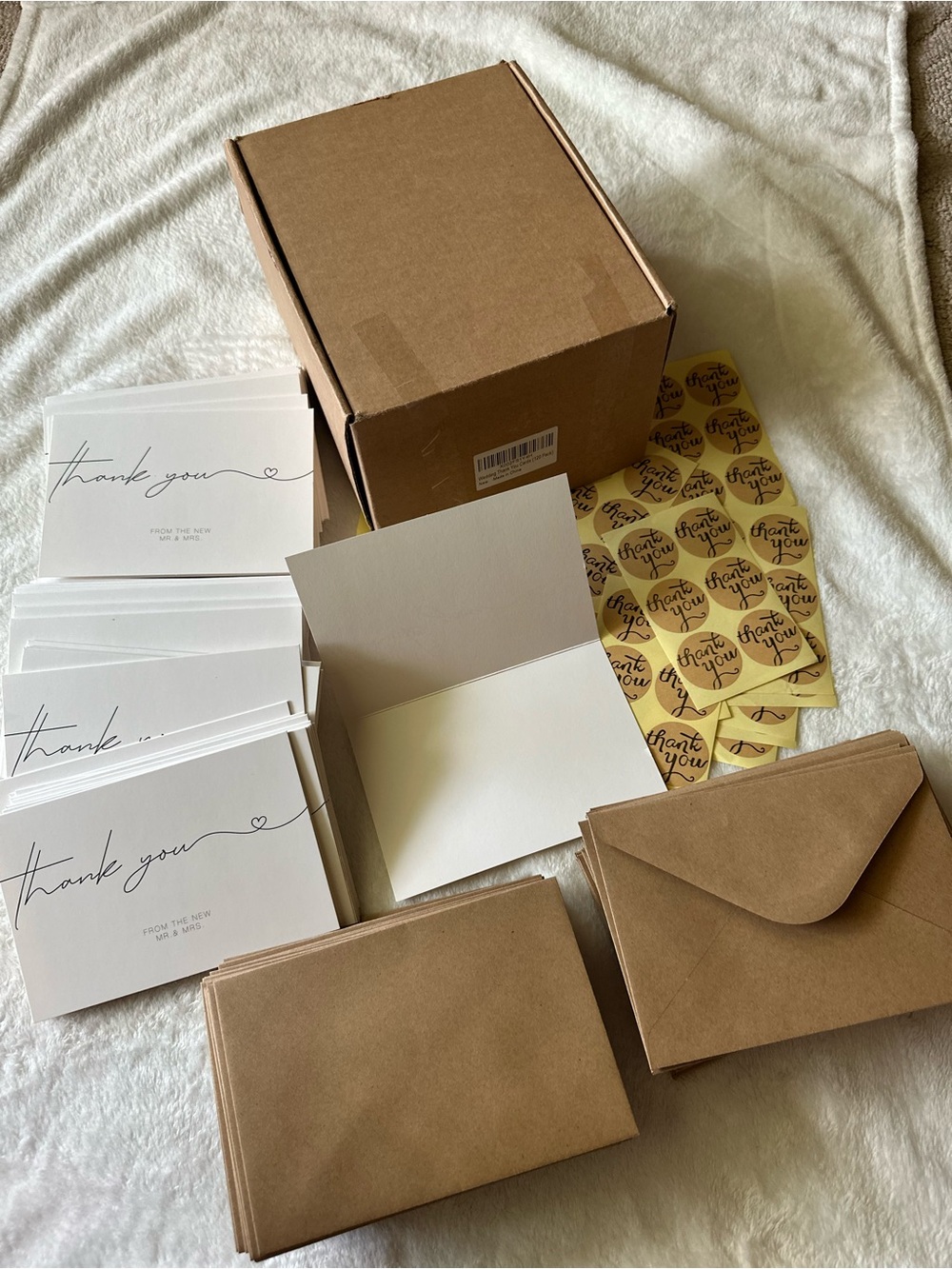 Amazon Thank You Cards Set with Kraft Envelopes and Gold Stickers